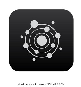 Atom icon design on black button,clean vector