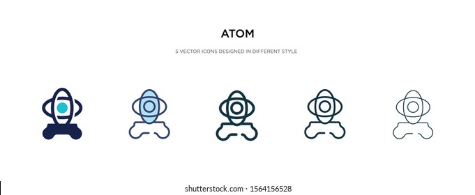 atom icon in different style vector illustration. two colored and black atom vector icons designed in filled, outline, line and stroke style can be used for web, mobile, ui