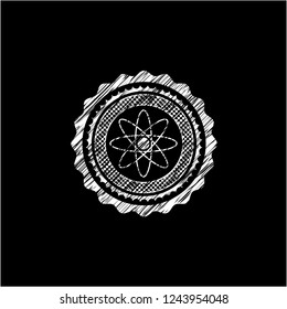 atom icon drawn with chalkboard texture