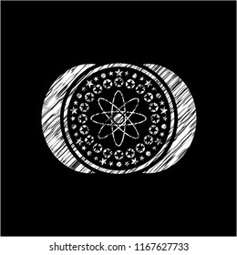 atom icon drawn on blackboard