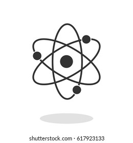 Atom Icon with electrons and protons in trendy flat style isolated on white background. Symbol for your web site design, logo, app
