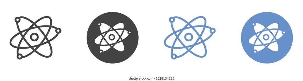 Icono de átomo Arte plano en blanco y negro aislado