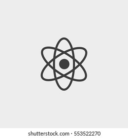 Atom icon in a flat design in black color. Vector illustration eps10