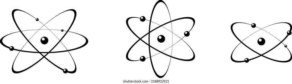 Atom icon in flat design. Molecule symbol or atom symbol isolated on white background.