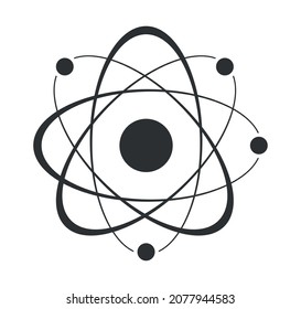 Icono de átomo en diseño plano. Establezca el símbolo de molécula o el símbolo de átomo aislados. Ilustración del vector