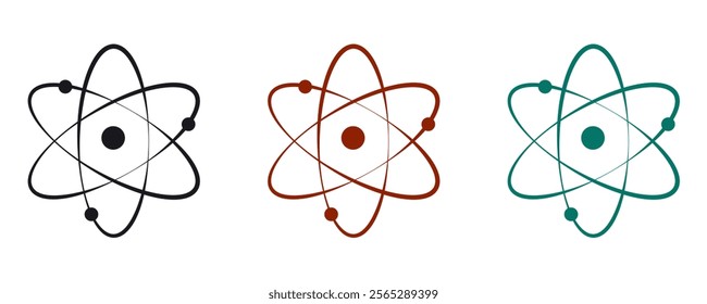 Atom icon in flat design. Set molecule symbol or atom symbol isolated. Vector illustration