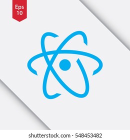 Atom Icon. Flat Design Style Of Physic Symbol. Vector Illustrated Sign