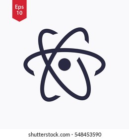 Atom Icon. Flat Design Style Of Physic Symbol. Vector Illustrated Sign