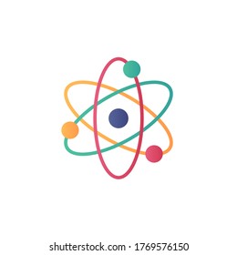 atom icon flat design vector illustration full color. isolated on white background