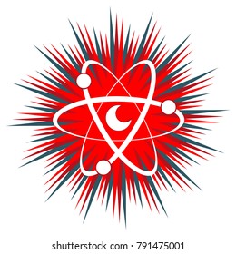 Atom icon. Flat design, white background, isolated.