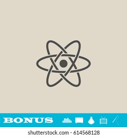 Atom icon flat. Grey pictogram on light background. Vector illustration symbol and bonus button real estate, ottoman, vase, tv, fishing rod