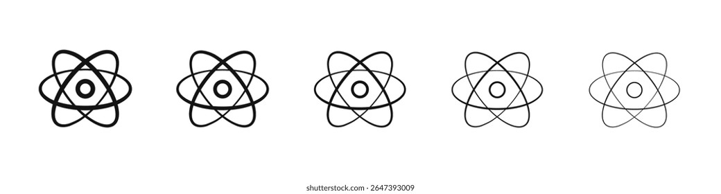 Ícone de átomo logotipo do conjunto de ilustrações plana
