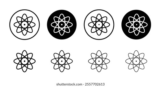 Atom icon Flat set in black and white color