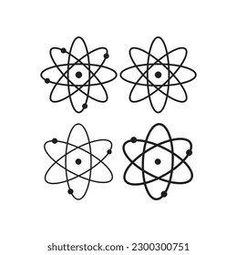 Atom-Symbol im flachen Stil mit Hintergrund.