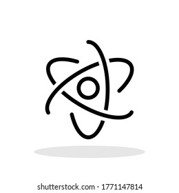 Icono de átomo en estilo plano. Símbolo de átomo de química para el diseño de su sitio web, logotipo, aplicación, Vector de interfaz de usuario EPS 10.