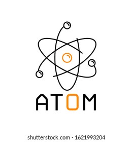 Atom icon. Flat style illustration. Isolated on white background. 