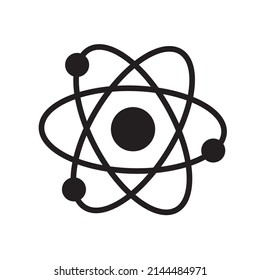 Atom icon in flat style. Vector illustration isolated on white background