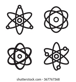 Atom icon in four variations. Vector eps 10.