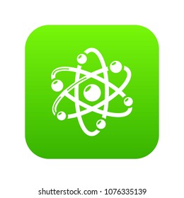 Atom icon green vector isolated on white background