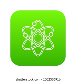 Atom icon green vector isolated on white background