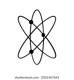 Icono de átomo ilustrado en el fondo