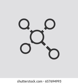 Atom icon infographic isolated on grey background.Vector illustration.