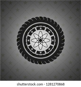 atom icon inside black badge