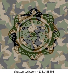 atom icon inside camo texture
