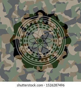 atom icon inside camouflage emblem