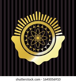 Atomsymbol in goldener Farbe