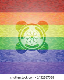 atom icon inside lgbt colors emblem 