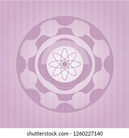 atom icon inside pink emblem