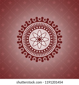 atom icon inside red emblem