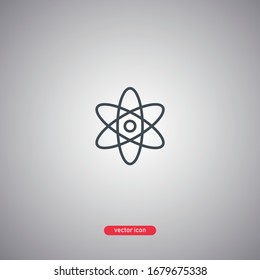 Icono de Átomo aislado en fondo gris. Icono de estilo de línea. Ilustración vectorial.
