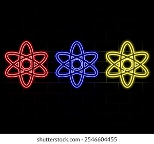 Icono del átomo aislado en fondo transparente. Giro de órbita de fusión. Neutrón atómico de luz de neón. Color azul átomo. Átomo nuclear. Núcleo de células 3D. Fusión de moléculas. Símbolo de núcleo de protones. Elemento de iones. Vector.