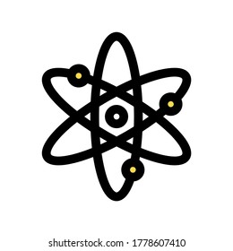 Icono de átomo aislado en blanco. Volver a la escuela concepto de diseño de ilustración vectorial