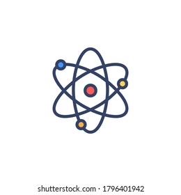 Atom icon isolated on white background, Atom filled line icon, Atom illustration for logo, ui, web, apps, banner, poster, brochure, infographic, etc.