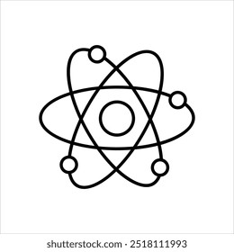 Icono del átomo aislado en un fondo blanco. Ilustración vectorial.