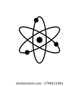 Atom icon isolated. Symbol of science, education, nuclear physics, scientific research. Electrons and protonssign