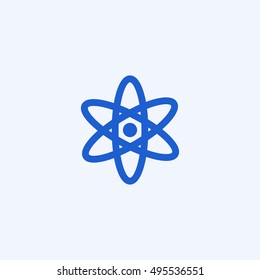 atom icon, isolated, white background