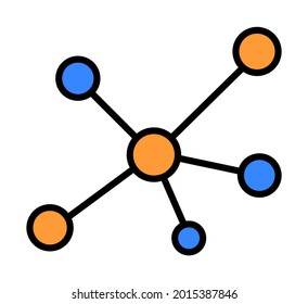 Atom icon line color. Vector illustration