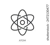 Atom icon. Line single icon on transparent background