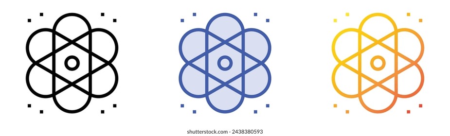 atom icon. Linear, Blue Fill and Gradient Style Design Isolated On White Background