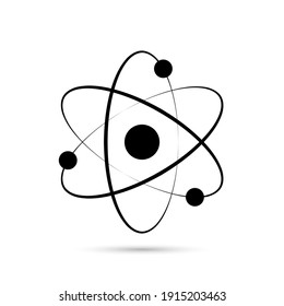 Atom icon. Logo atomic neutron black color isolated on white background. Nuclear atom. Icon nucleus. Orbit spin. Proton core symbol. Atom element. Science physics. Energy core. Vector illustration - Shutterstock ID 1915203463