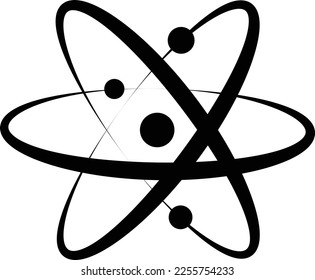 Atom icon. Logo atomic neutron black color isolated on white background. Nuclear atom. Icon nucleus. Orbit spin. Proton core symbol. Atom element. Science physics. Energy core. Vector illustration - Shutterstock ID 2255754233