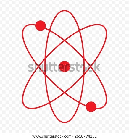 Atom icon. Logo atomic neutron black color isolated on white background. Nuclear atom. Icon nucleus. Orbit spin. Proton core symbol. Atom element. Science physics. Energy core. Vector illustration. 