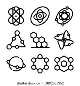 icono de átomo o logotipo símbolo de signo aislado ilustración vectorial - Colección de iconos vectoriales de estilo negro de alta calidad
