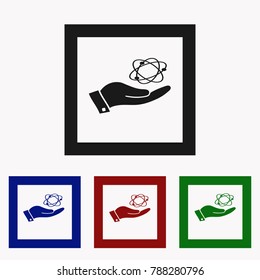 Atom icon. Modern flat pictogram. Logo illustration