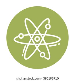 Atom icon, modern minimal flat design style. Science symbol