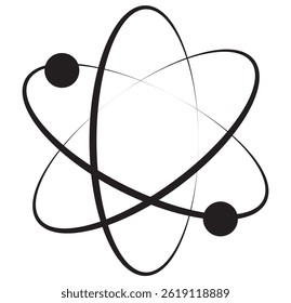 atom icon. molecular sign. Science symbol in a black circle. Vector illustration. design eps 10 